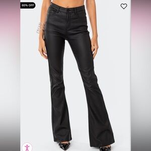 Edikted Black Luna Faux Leather Flare Jeans